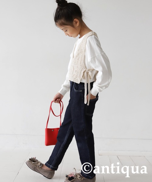 antiqua（アンティカ）の「綿100％かぎ針編みベスト（ベスト・キッズ・ベージュ/ブラック・S/M）」の18枚目の写真