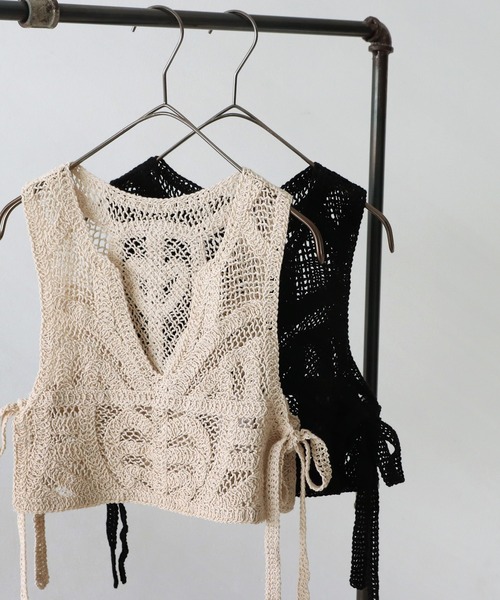 antiqua（アンティカ）の「綿100％かぎ針編みベスト（ベスト・キッズ・ベージュ/ブラック・S/M）」の22枚目の写真