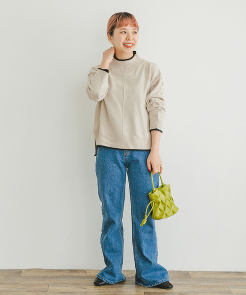 ITEMS URBANRESEARCH（アイテムズ アーバンリサーチ）の「『洗濯可』ハイショクハイネックニット（ニット/セーター・レディース・ブルー/オレンジ/グレー/モカ/オフホワイト・FREE）」の6枚目の写真