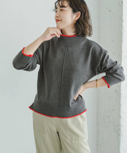 ITEMS URBANRESEARCH（アイテムズ アーバンリサーチ）の「『洗濯可』ハイショクハイネックニット（ニット/セーター・レディース・ブルー/オレンジ/グレー/モカ/オフホワイト・FREE）」の21枚目の写真
