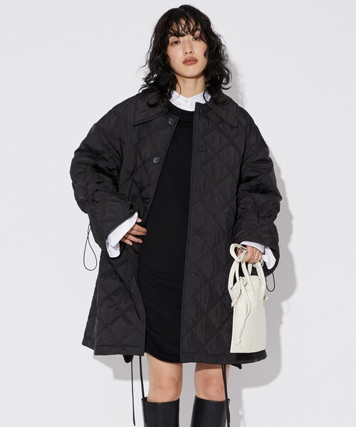 Firsthand(ファーストハンド)の「Firsthand/ファーストハンド リサイクルキルトミドルコート / キルトダウンコート / キルティング / 中綿ダウンジャケット(ダウンジャケット/コート・レディース・グレー/オリーブ/ブラック・FREE)」の6枚目の写真