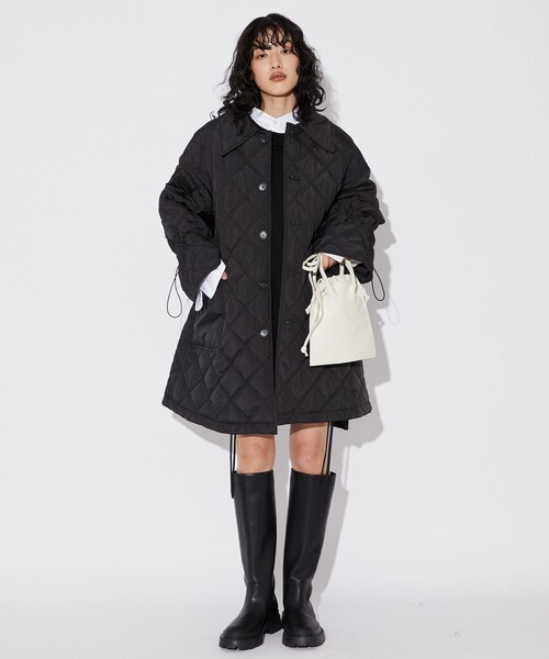 Firsthand(ファーストハンド)の「Firsthand/ファーストハンド リサイクルキルトミドルコート / キルトダウンコート / キルティング / 中綿ダウンジャケット(ダウンジャケット/コート・レディース・グレー/オリーブ/ブラック・FREE)」の13枚目の写真