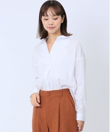 【WEB限定販売】エムエフエディトリアルレディース/m.f.editorial:Women 形態安定 スキッパープルオーバー長袖ブラウス