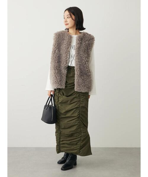 RAY CASSIN FAVORI（レイカズンフェバリ）の「・RAY　CASSIN　フロントギャザーナロースカート（スカート・レディース・ブラック/カーキ・FREE）」の8枚目の写真