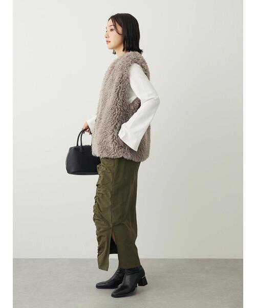 RAY CASSIN FAVORI（レイカズンフェバリ）の「・RAY　CASSIN　フロントギャザーナロースカート（スカート・レディース・ブラック/カーキ・FREE）」の9枚目の写真