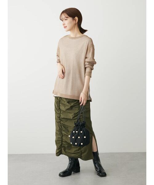 RAY CASSIN FAVORI（レイカズンフェバリ）の「・RAY　CASSIN　フロントギャザーナロースカート（スカート・レディース・ブラック/カーキ・FREE）」の15枚目の写真