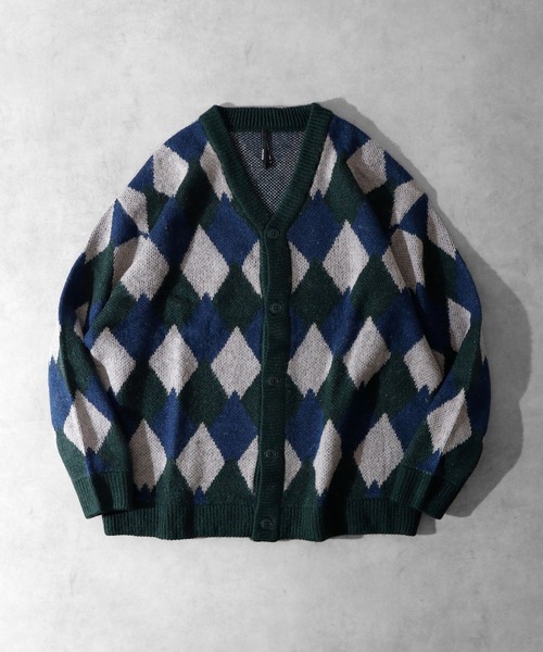 【セール】ﾀﾞｲﾔ柄 ﾊﾞﾙｰﾝｽﾘｰﾌﾞ ｼｬｷﾞｰ ｶｰﾃﾞｨｶﾞﾝ（カーディガン/ボレロ）｜FUNALIVE（ファンアライブ）