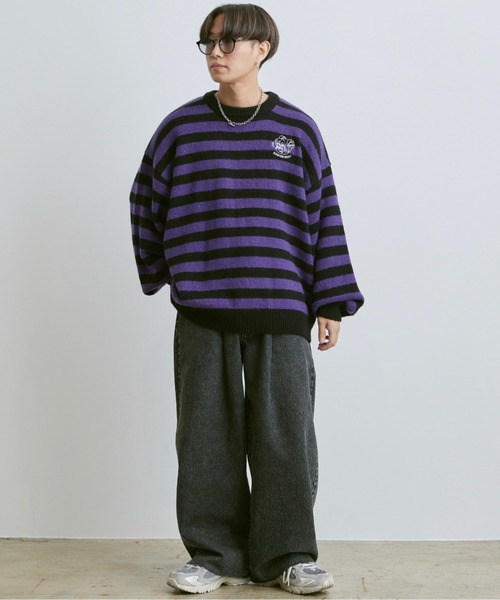 ee イー CREW NECK BORDER クルーネックボーダートップス Remember.（リメンバー）の「crew neck border knit / クルーネック