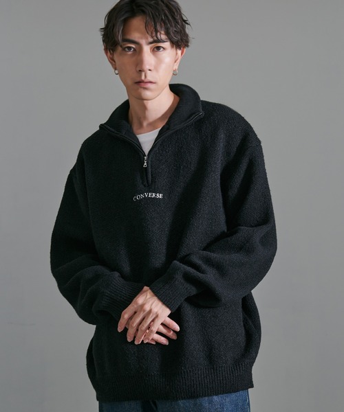 CONVERSE(コンバース)の「『CONVERSE/コンバース』ダブルジャガードハーフジップセーター(ニット/セーター・メンズ・オフホワイト/ブラック・XL/L/M)」の7枚目の写真