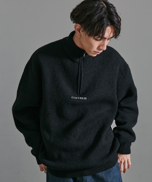 CONVERSE(コンバース)の「『CONVERSE/コンバース』ダブルジャガードハーフジップセーター(ニット/セーター・メンズ・オフホワイト/ブラック・XL/L/M)」の8枚目の写真