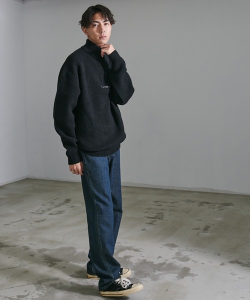 CONVERSE(コンバース)の「『CONVERSE/コンバース』ダブルジャガードハーフジップセーター(ニット/セーター・メンズ・オフホワイト/ブラック・XL/L/M)」の10枚目の写真