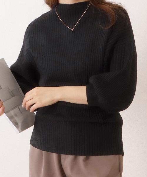 Lace Ladies(レースレディース)の「ボトルネック5分袖リブニットボリューム袖プルオーバー(ニット/セーター・レディース・ブラック/アイボリー/パープル/グレー・S/FREE)」の7枚目の写真