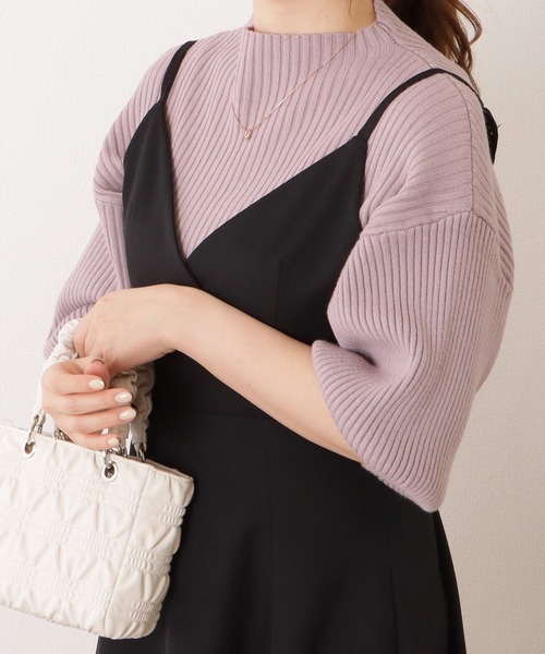 Lace Ladies(レースレディース)の「ボトルネック5分袖リブニットボリューム袖プルオーバー(ニット/セーター・レディース・ブラック/アイボリー/パープル/グレー・S/FREE)」の13枚目の写真