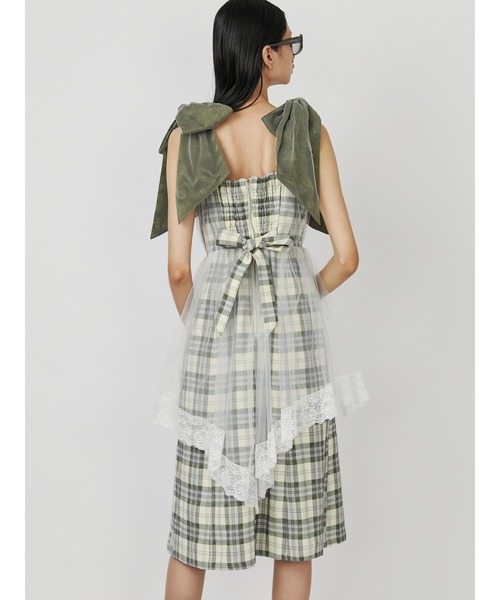 パメオポーズ VEILED DRESS リボン チェック チュール F パメオポーズ