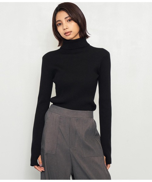 ANAP(アナップ)の「フィンガーホールタートルネックリブニットトップス(ニット/セーター・レディース・オフホワイト/グレー/ホワイト×ブラック/ブラック系その他/レッド/ブラック/ブラック×ホワイト/ベージュ・FREE)」の10枚目の写真