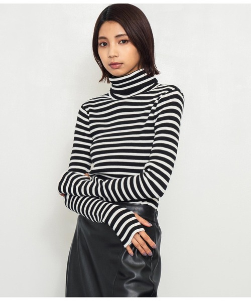 ANAP(アナップ)の「フィンガーホールタートルネックリブニットトップス(ニット/セーター・レディース・オフホワイト/グレー/ホワイト×ブラック/ブラック系その他/レッド/ブラック/ブラック×ホワイト/ベージュ・FREE)」の14枚目の写真