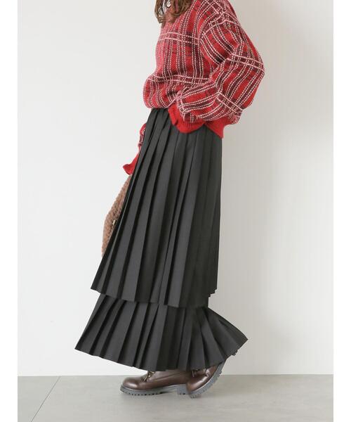 ehka sopo（エヘカソポ）の「ティアードプリーツスカート（スカート・レディース・チャコールグレー/ブラック/ベージュ・F）」の9枚目の写真