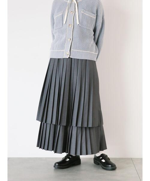 ehka sopo（エヘカソポ）の「ティアードプリーツスカート（スカート・レディース・チャコールグレー/ブラック/ベージュ・F）」の19枚目の写真