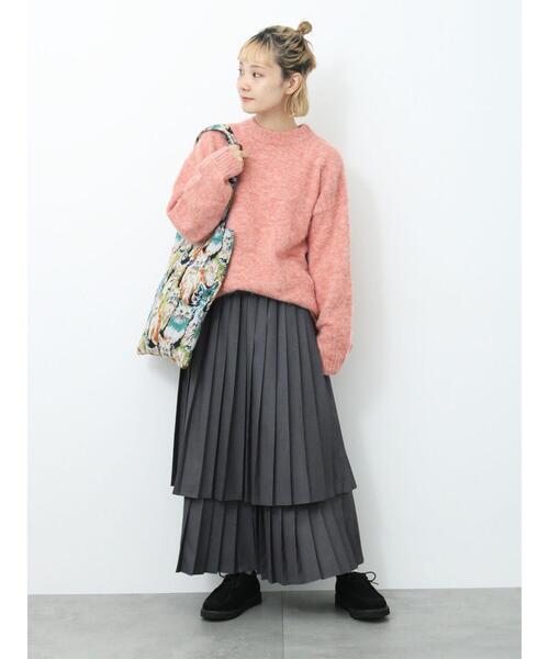 ehka sopo（エヘカソポ）の「ティアードプリーツスカート（スカート・レディース・チャコールグレー/ブラック/ベージュ・F）」の15枚目の写真