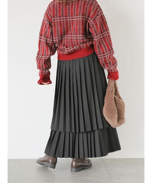 ehka sopo（エヘカソポ）の「ティアードプリーツスカート（スカート・レディース・チャコールグレー/ブラック/ベージュ・F）」の11枚目の写真