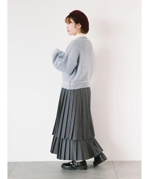ehka sopo（エヘカソポ）の「ティアードプリーツスカート（スカート・レディース・チャコールグレー/ブラック/ベージュ・F）」の12枚目の写真