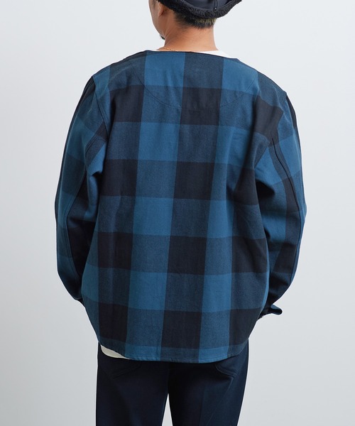 BIG MIKE(ビッグマイク)の「BIG MIKE(ビッグマイク)ヘビーフランネル カーディガン 102336122(シャツ/ブラウス・メンズ・ブルー系その他/ネイビー×ホワイト・L/M)」の5枚目の写真