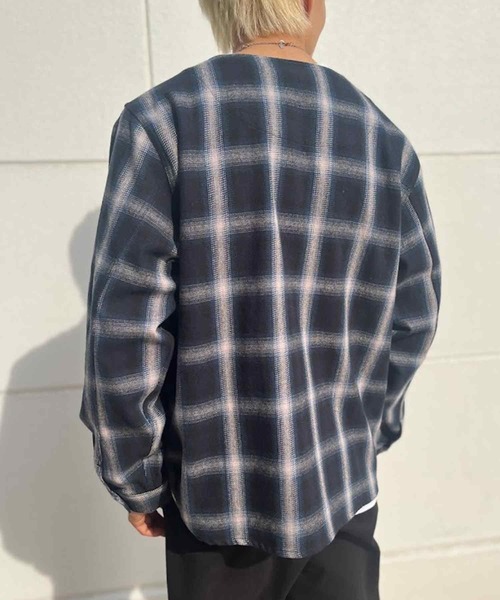 BIG MIKE(ビッグマイク)の「BIG MIKE(ビッグマイク)ヘビーフランネル カーディガン 102336122(シャツ/ブラウス・メンズ・ブルー系その他/ネイビー×ホワイト・L/M)」の8枚目の写真