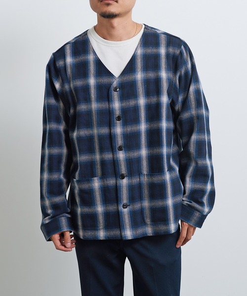 BIG MIKE(ビッグマイク)の「BIG MIKE(ビッグマイク)ヘビーフランネル カーディガン 102336122(シャツ/ブラウス・メンズ・ブルー系その他/ネイビー×ホワイト・L/M)」の12枚目の写真