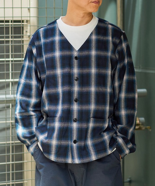 BIG MIKE(ビッグマイク)の「BIG MIKE(ビッグマイク)ヘビーフランネル カーディガン 102336122(シャツ/ブラウス・メンズ・ブルー系その他/ネイビー×ホワイト・L/M)」の13枚目の写真