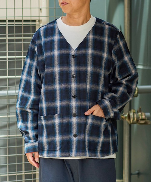 BIG MIKE(ビッグマイク)の「BIG MIKE(ビッグマイク)ヘビーフランネル カーディガン 102336122(シャツ/ブラウス・メンズ・ブルー系その他/ネイビー×ホワイト・L/M)」の14枚目の写真