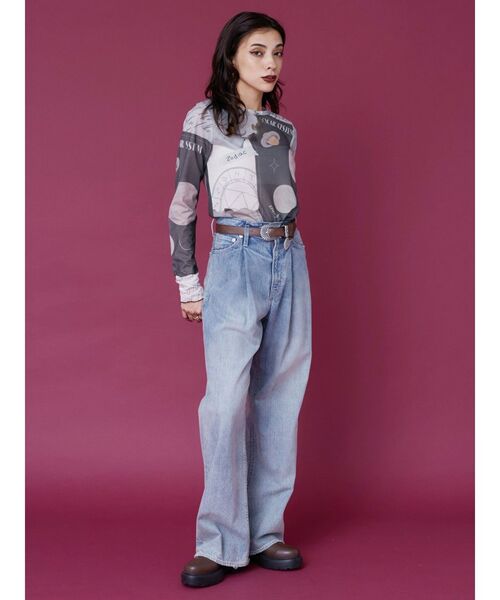 EVRIS(エヴリス)の「グラフィックメローシアートップス(Tシャツ/カットソー・レディース・ネイビー/ブラック・FREE)」の7枚目の写真