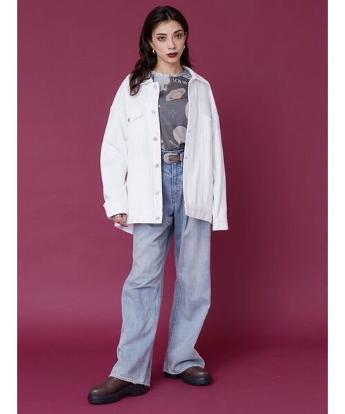 EVRIS(エヴリス)の「グラフィックメローシアートップス(Tシャツ/カットソー・レディース・ネイビー/ブラック・FREE)」の9枚目の写真