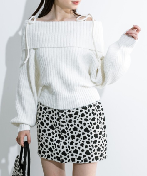 OLIVE des OLIVE（オリーブデオリーブ）の「もちモテオフショルニット 1032050440（ニット/セーター・レディース・オフホワイト/サックスブルー/チャコールグレー・FREE）」の14枚目の写真