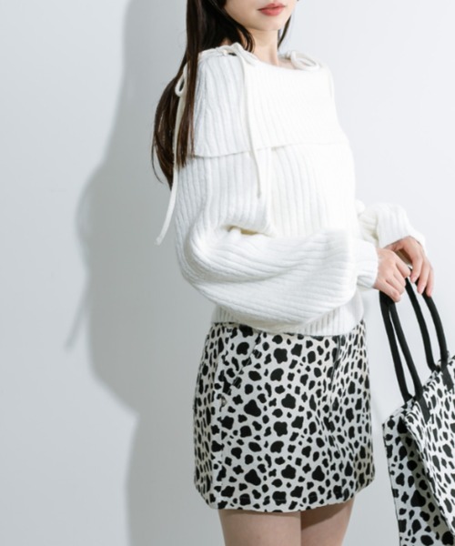 OLIVE des OLIVE（オリーブデオリーブ）の「もちモテオフショルニット 1032050440（ニット/セーター・レディース・オフホワイト/サックスブルー/チャコールグレー・FREE）」の20枚目の写真