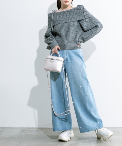 OLIVE des OLIVE（オリーブデオリーブ）の「もちモテオフショルニット 1032050440（ニット/セーター・レディース・オフホワイト/サックスブルー/チャコールグレー・FREE）」の17枚目の写真