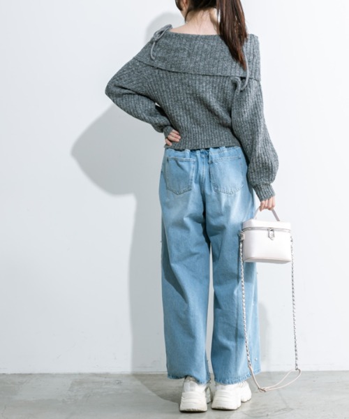 OLIVE des OLIVE（オリーブデオリーブ）の「もちモテオフショルニット 1032050440（ニット/セーター・レディース・オフホワイト/サックスブルー/チャコールグレー・FREE）」の5枚目の写真