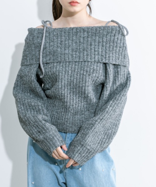 OLIVE des OLIVE（オリーブデオリーブ）の「もちモテオフショルニット 1032050440（ニット/セーター・レディース・オフホワイト/サックスブルー/チャコールグレー・FREE）」の9枚目の写真