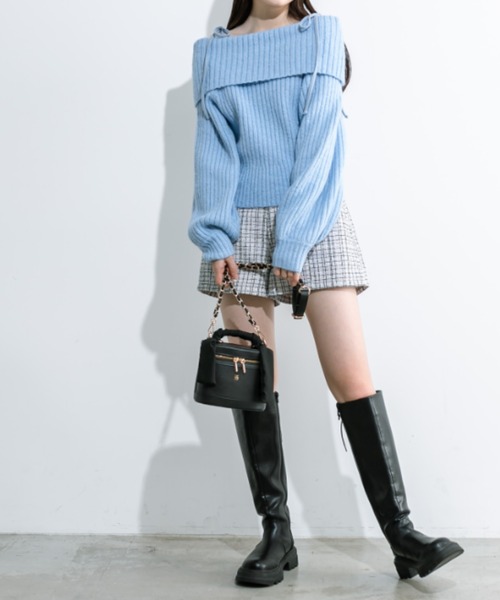 OLIVE des OLIVE（オリーブデオリーブ）の「もちモテオフショルニット 1032050440（ニット/セーター・レディース・オフホワイト/サックスブルー/チャコールグレー・FREE）」の21枚目の写真
