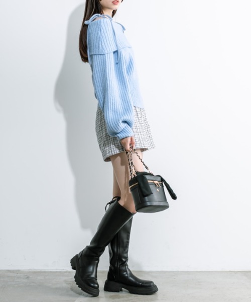 OLIVE des OLIVE（オリーブデオリーブ）の「もちモテオフショルニット 1032050440（ニット/セーター・レディース・オフホワイト/サックスブルー/チャコールグレー・FREE）」の12枚目の写真