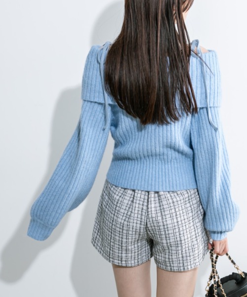 OLIVE des OLIVE（オリーブデオリーブ）の「もちモテオフショルニット 1032050440（ニット/セーター・レディース・オフホワイト/サックスブルー/チャコールグレー・FREE）」の10枚目の写真