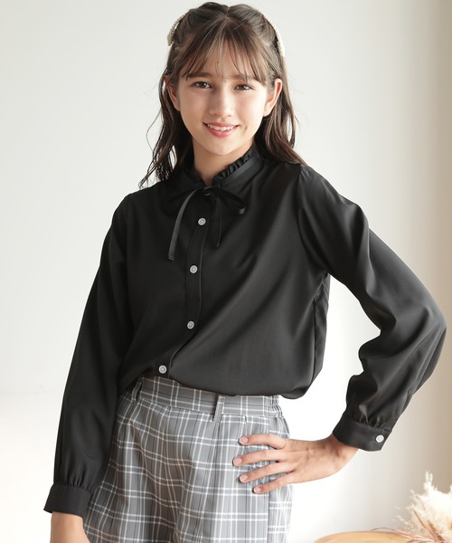 Amourire girl（アムリールガール）の「リボンタイブラウス(130cm～160cm)（シャツ/ブラウス・キッズ・ホワイト/ブラック・130cm/140cm/150cm/160cm）」の17枚目の写真