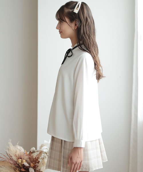 Amourire girl（アムリールガール）の「リボンタイブラウス(130cm～160cm)（シャツ/ブラウス・キッズ・ホワイト/ブラック・130cm/140cm/150cm/160cm）」の21枚目の写真