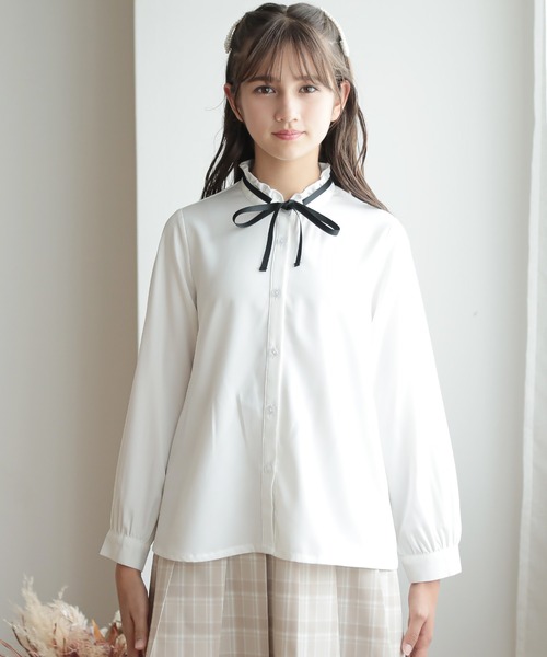Amourire girl（アムリールガール）の「リボンタイブラウス(130cm～160cm)（シャツ/ブラウス・キッズ・ホワイト/ブラック・130cm/140cm/150cm/160cm）」の4枚目の写真