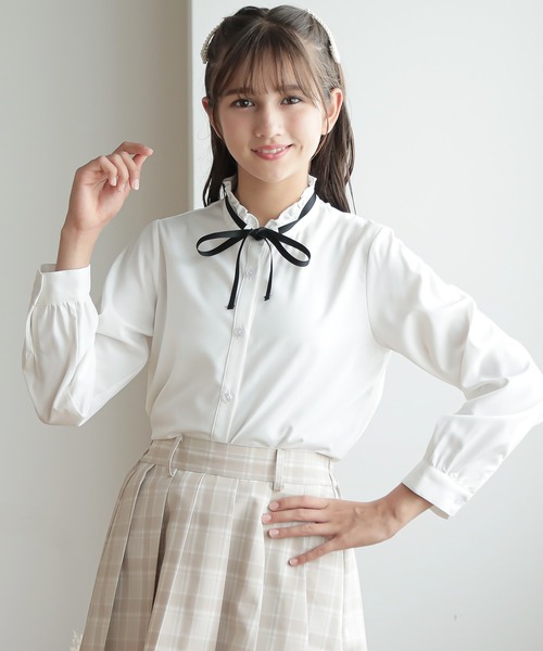 Amourire girl（アムリールガール）の「リボンタイブラウス(130cm～160cm)（シャツ/ブラウス・キッズ・ホワイト/ブラック・130cm/140cm/150cm/160cm）」の15枚目の写真