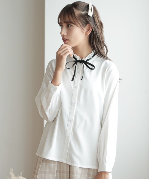 Amourire girl（アムリールガール）の「リボンタイブラウス(130cm～160cm)（シャツ/ブラウス・キッズ・ホワイト/ブラック・130cm/140cm/150cm/160cm）」の18枚目の写真