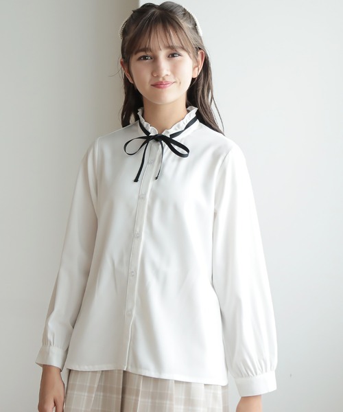 Amourire girl（アムリールガール）の「リボンタイブラウス(130cm～160cm)（シャツ/ブラウス・キッズ・ホワイト/ブラック・130cm/140cm/150cm/160cm）」の12枚目の写真