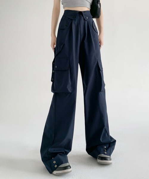 gossip!ロサンゼルス(ゴシップロサンゼルス)の「カジュアルハイウエストパンツ ヴィンテージストレートパンツ カジュアルワークパンツ 日常&シンプル Y2K(カーゴパンツ・レディース・グレー/ブラック/ライトベージュ/ネイビー・M/S)」の1枚目の写真