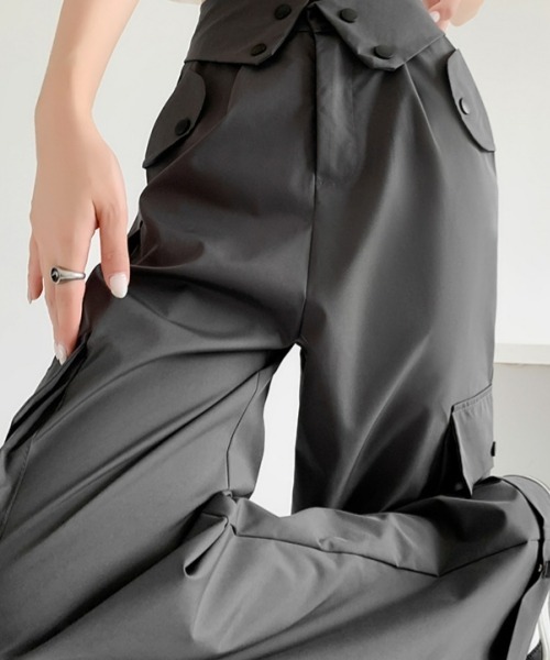 gossip!ロサンゼルス(ゴシップロサンゼルス)の「カジュアルハイウエストパンツ ヴィンテージストレートパンツ カジュアルワークパンツ 日常&シンプル Y2K(カーゴパンツ・レディース・グレー/ブラック/ライトベージュ/ネイビー・M/S)」の9枚目の写真