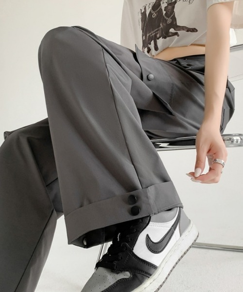 gossip!ロサンゼルス(ゴシップロサンゼルス)の「カジュアルハイウエストパンツ ヴィンテージストレートパンツ カジュアルワークパンツ 日常&シンプル Y2K(カーゴパンツ・レディース・グレー/ブラック/ライトベージュ/ネイビー・M/S)」の10枚目の写真