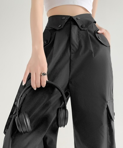 gossip!ロサンゼルス(ゴシップロサンゼルス)の「カジュアルハイウエストパンツ ヴィンテージストレートパンツ カジュアルワークパンツ 日常&シンプル Y2K(カーゴパンツ・レディース・グレー/ブラック/ライトベージュ/ネイビー・M/S)」の12枚目の写真